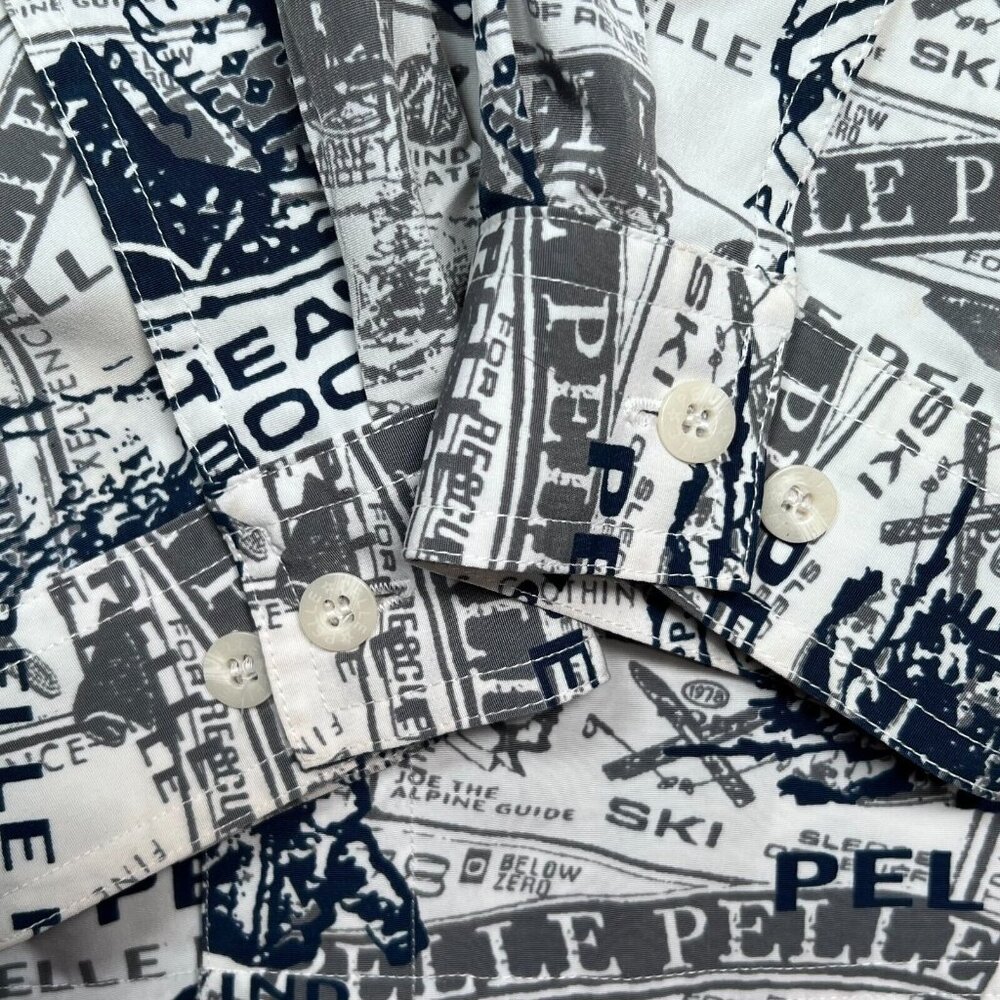 Pelle Pelle Marc Buchanan Shirt XXL AOP Mountain Ski Theme‎ Long Sleeve Blue - Picture 7 of 13